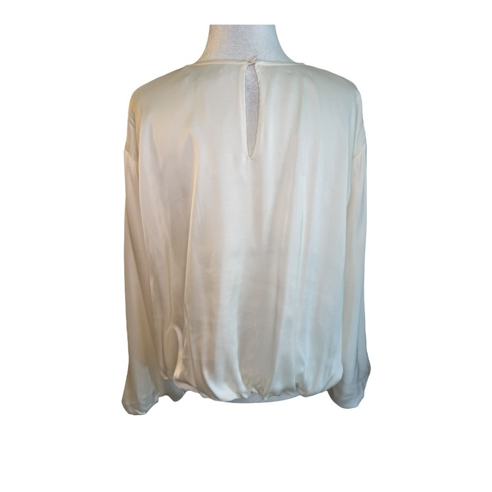 Madewell NWT Size 2 Winter White Long-Sleeve Bubble-Hem‎ Top in Satin - Picture 4 of 8